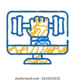 online physical education doodle icon sketch vector. online physical education sign. isolated symbol illustration