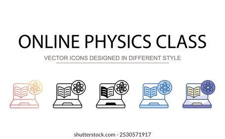 Online Physics Class icon design with white background stock illustration