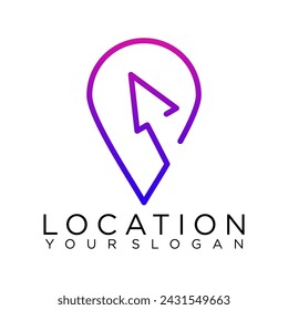 mapas de logotipo de ubicación de pin en línea, vector de icono de ilustración de línea 
