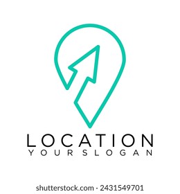 online pin location logo maps, line illustration icon vector 