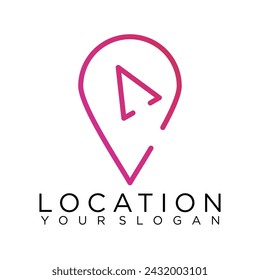 online pin location logo maps, line illustration icon vector 