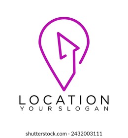 online pin location logo maps, line illustration icon vector 
