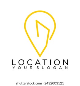 online pin location logo maps, line illustration icon vector 