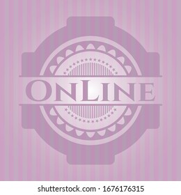 Online pink emblem. Vintage. Vector Illustration. Detailed.