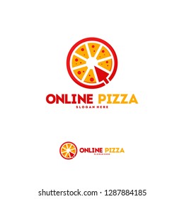 Online Pizza logo designs concept vector, Pizza delivery logo template vector