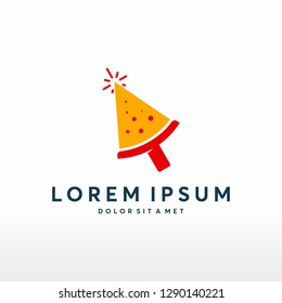 Online Pizza logo designs template, Cursor with pizza patter logo