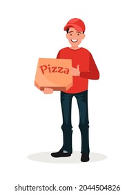 Online pizza order. The concept of e-commerce. Online fast food delivery service. Vector illustration in a flat style.