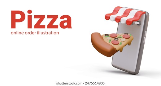 Online pizza ordering concept. Advertising of phone application