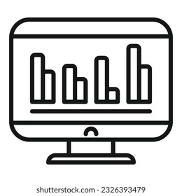 Vector de contorno del icono del gráfico del plan en línea. Financiar dinero. Banco de éxito