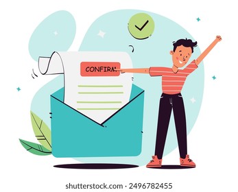 Online Platform sign up and registers activity. Email confirmation vector concept illustration.