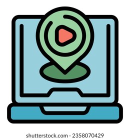 Online play icon outline vector. Game mobile. Pc console color flat