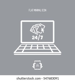 Online poker 24/7 - Vector flat icon
