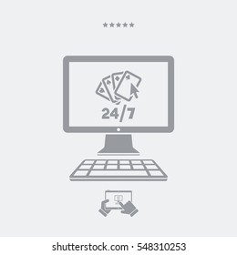 Online poker 24/7 - Vector flat icon