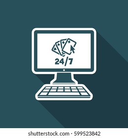 Online poker 24/7 - Vector flat icon
