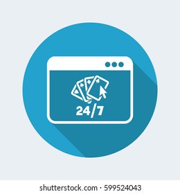 Online poker 24/7 - Vector flat icon