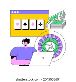 Online Poker Abstract Concept Vector Illustration. Digital Poker, Internet Gambling Club, Online Casino Rooms, Real Money Play, Professional Gambler, International Tournament Abstract Metaphor.