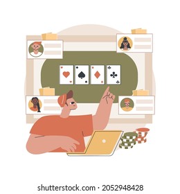 Online Poker Abstract Concept Vector Illustration. Digital Poker, Internet Gambling Club, Online Casino Rooms, Real Money Play, Professional Gambler, International Tournament Abstract Metaphor.