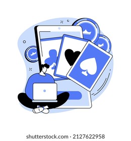 Online Poker Abstract Concept Vector Illustration. Digital Poker, Internet Gambling Club, Online Casino Rooms, Real Money Play, Professional Gambler, International Tournament Abstract Metaphor.