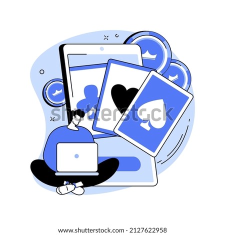 Vector Online poker abstract concept vector illustration. Digital poker, internet gambling club, online casino rooms, real money play, professional gambler, international tournament abstract metaphor.