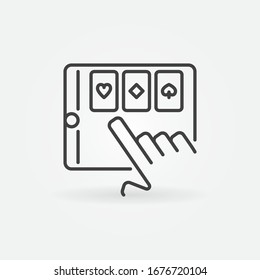 Online Poker App on Tablet vector concept icon in thin line style