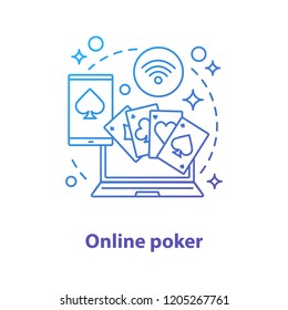 Online Poker Concept Icon. Gambling Idea Thin Line Illustration. Online Casino. Vector Isolated Outline Drawing