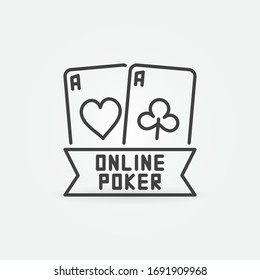 Online Poker concept vector outline icon. Pair of Aces symbol in thin line style