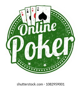 Online poker grunge rubber stamp on white background, vector illustration