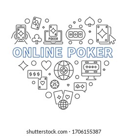 Online Poker Heart vector concept minimal illustration in outline style