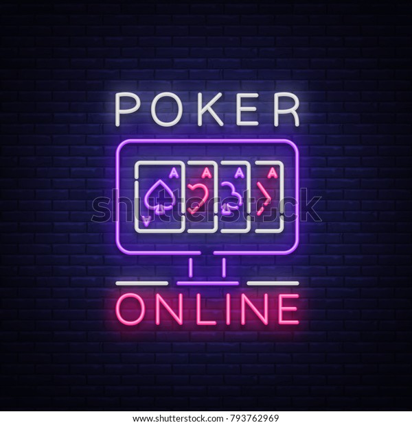 Online Poker Neon Sign Logo Symbol Stock Vector Royalty Free