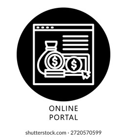Online-Portal-Symbol-Taste, Mini-Illustration beziehen sich auf Steuern, Finanzbericht. Für moderne Konzeption, UI, UX Web- und App-Entwicklung.