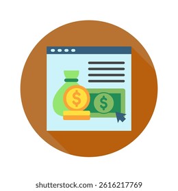 Online Portal mini illustration rounded color icon, use for taxation, economy, business, finance, UI, UX kit, app and web development, digital or print.