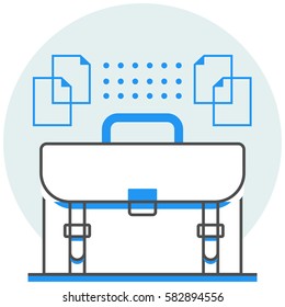Online Portfolio - Infographic Icon Elements from Online Services Set. Flat Thin Line Icon Pictogram for Website and Mobile Application Graphics.