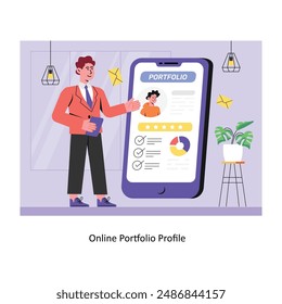 Concepto de Perfil de Cartera en línea ilustración de stock de estilo plano con fondo. Archivo EPS 10