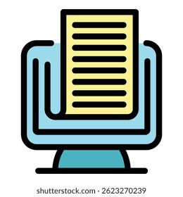 Online post icon. Outline online post vector icon color flat isolated