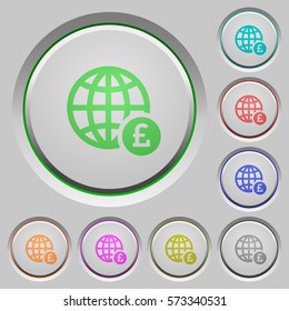 Online Pound payment color icons on sunk push buttons