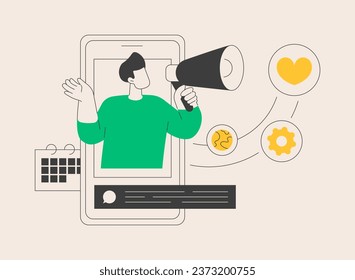 Online PR abstract concept vector illustration. Public relations online solution, digital PR service, agency website element, online media communication, UI design, menu bar abstract metaphor.