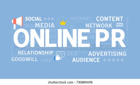 Online PR concept illustration. Idea of digital marketing, online business and internet.