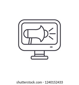 Online pr line icon concept. Online pr vector linear illustration, symbol, sign
