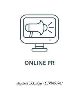 Online pr vector line icon, linear concept, outline sign, symbol