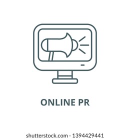 Online pr vector line icon, linear concept, outline sign, symbol