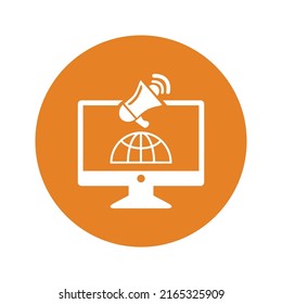 Online, online presence icon. Rounded vector design.