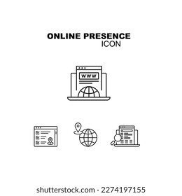 Online Presence Icon for Search Engine Results. Vector editable strokes and colors.