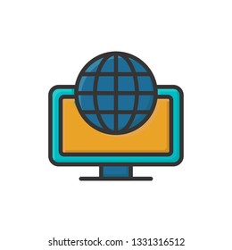 online presence icon vector design filled outline style