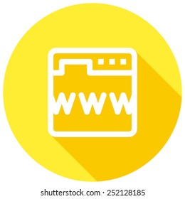 Online Presence management, a web browser displays a symbols www, modern vector icon