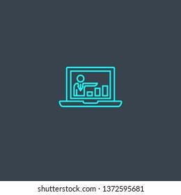 online presentation concept blue line icon. Simple thin element on dark background. online presentation concept outline symbol design. Can be used for web and mobile UI/UX