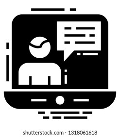 Online presentation glyph icon 