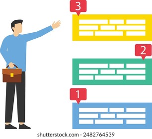 Online presentation schedule showing project process. infographic, options from 1 to 4. workflow, or project. design for presentation, flyer, booklet, and brochure vector. vector illustration.
