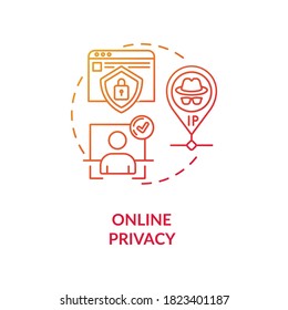 Icono de concepto de privacidad en línea. Ilustración de línea delgada de la idea de privacidad digital. Protección de la información personal. Modo incognito. Derechos humanos. Dibujo de color RGB con contorno aislado de vectores