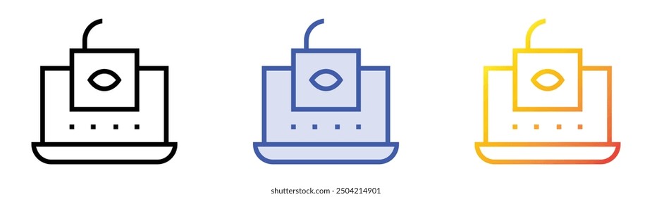 Icono de privacidad en línea. Lineal, relleno azul y diseño de estilo degradado aislado sobre fondo blanco