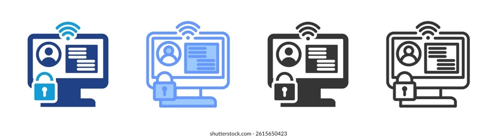 Online Privacy icon set multiple style collection